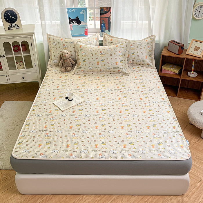 91家纺网 家纺一手货源 找家纺 布卢姆床垫2025新款A类数码印花冰藤席夏凉席--床笠款 爆米花床笠