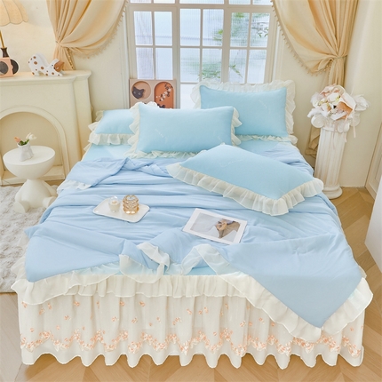 91家纺网 家纺一手货源 找家纺 （总）锦格2025年新款A类冰感凉豆豆床裙席夏被四件套