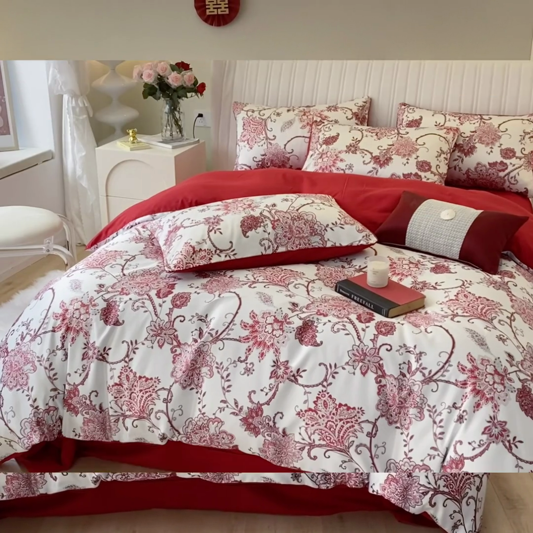 91家纺网 家纺一手货源 找家纺 用心 2022新款数码印花婚庆四件套