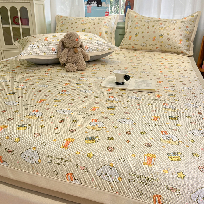 91家纺网 家纺一手货源 找家纺 布卢姆床垫2025新款A类数码印花冰藤席夏凉席--床席款 爆米花