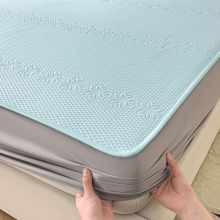 91家纺网 家纺一手货源 找家纺 布卢姆床垫2025新款A类PE乙纶冰豆豆床笠款凉席 雪花