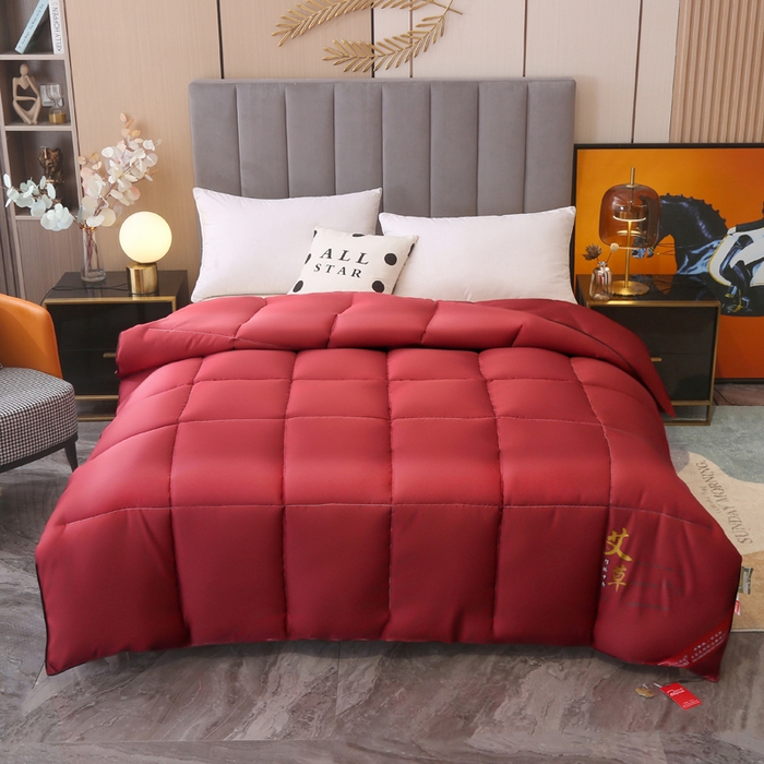 91家纺网 家纺一手货源 找家纺 妙赞2025新款水洗真丝艾草艾绒羽丝棉被被子被芯 红色