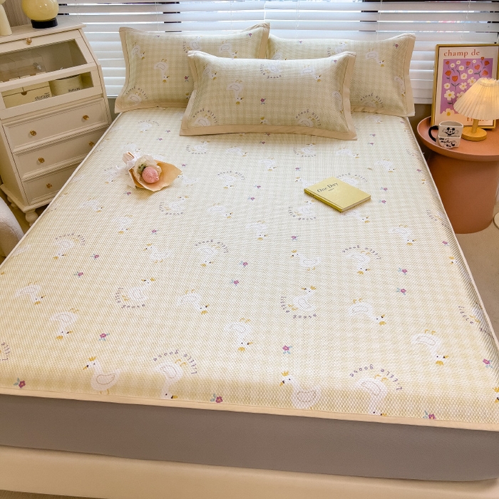 91家纺网 家纺一手货源 找家纺 （总）布卢姆床垫2025新款A类数码印花冰藤席夏凉席--床笠款