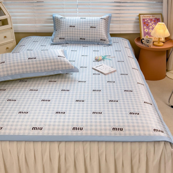 91家纺网 家纺一手货源 找家纺 布卢姆床垫2025新款A类数码印花冰藤席夏凉席--床席款 蓝miu