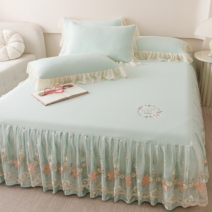 91家纺网 家纺一手货源 找家纺 好儿喜家纺  2025新款海洋丝凉感夏被四件套（此款控价所有尺寸（劵后）利润不得低于50元） 浅绿 