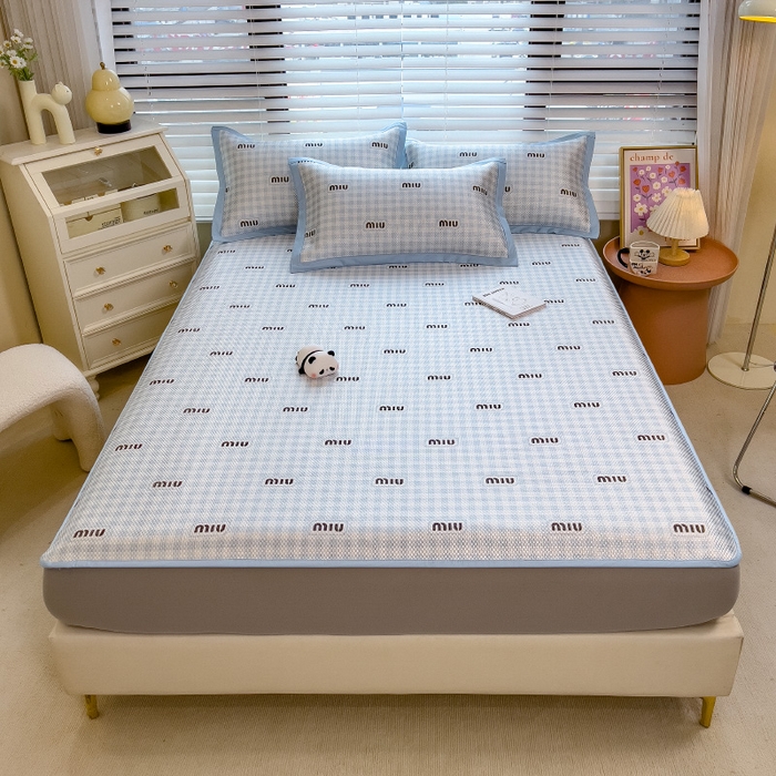 91家纺网 家纺一手货源 找家纺 布卢姆床垫2025新款A类数码印花冰藤席夏凉席--床笠款 蓝miu