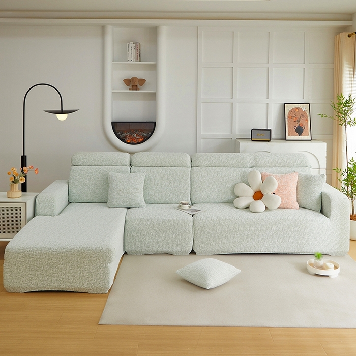 91家纺网 家纺一手货源 找家纺 （总）丝绮鹿 2025新款竹节雪尼尔沙发套松紧款（贵妃图）