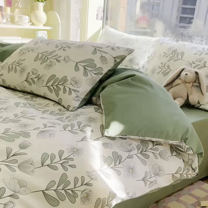 91家纺网 家纺一手货源 找家纺 （总）琪格格 2025春夏新款全棉纯棉40S13372小清新四件套