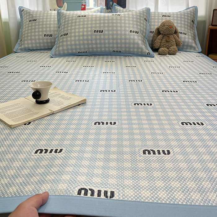 91家纺网 家纺一手货源 找家纺 布卢姆床垫2025新款A类数码印花冰藤席夏凉席--床席款 蓝miu