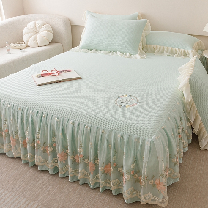 91家纺网 家纺一手货源 找家纺 好儿喜家纺  2025新款海洋丝凉感夏被四件套（此款控价所有尺寸（劵后）利润不得低于50元） 浅绿 