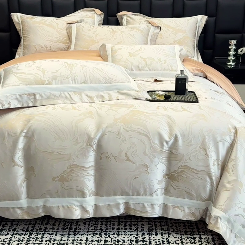91家纺网 家纺一手货源 找家纺 2025新品床上用品高端A类100支天丝棉贡缎提花四件套全棉纯棉长绒棉夏季轻奢真丝全工艺 南溪-莉娅金