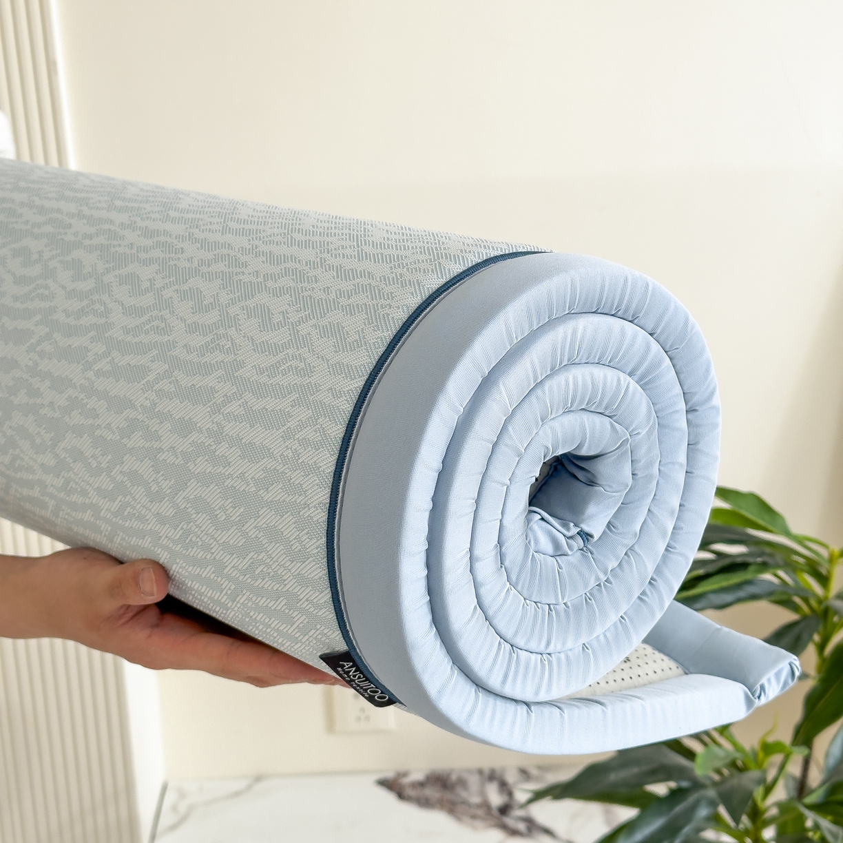 91家纺网 家纺一手货源 找家纺 席世家 2025新款凉感肌理多功能垫 肌理-蓝