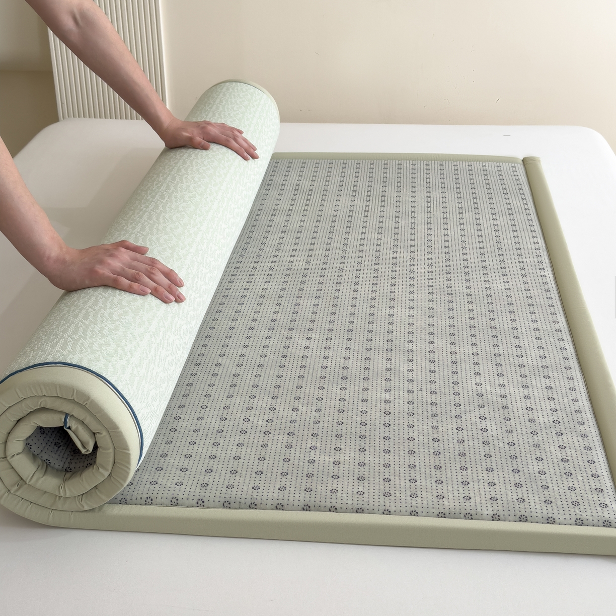 91家纺网 家纺一手货源 找家纺 席世家 2025新款凉感肌理多功能垫 肌理-绿