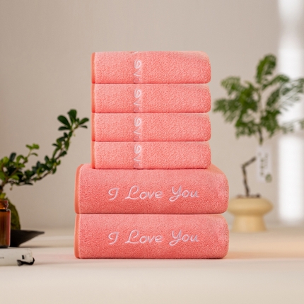 91家纺网 家纺一手货源 找家纺 （总）彩虹毛巾2025新款I Love you珊瑚绒毛巾浴巾套装网红情侣浴室加厚毛巾浴巾两件套