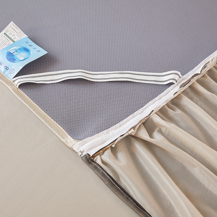 91家纺网 家纺一手货源 找家纺 情恒家纺 2025新款纯色可拆卸PE海洋丝床裙席三件套 奶咖