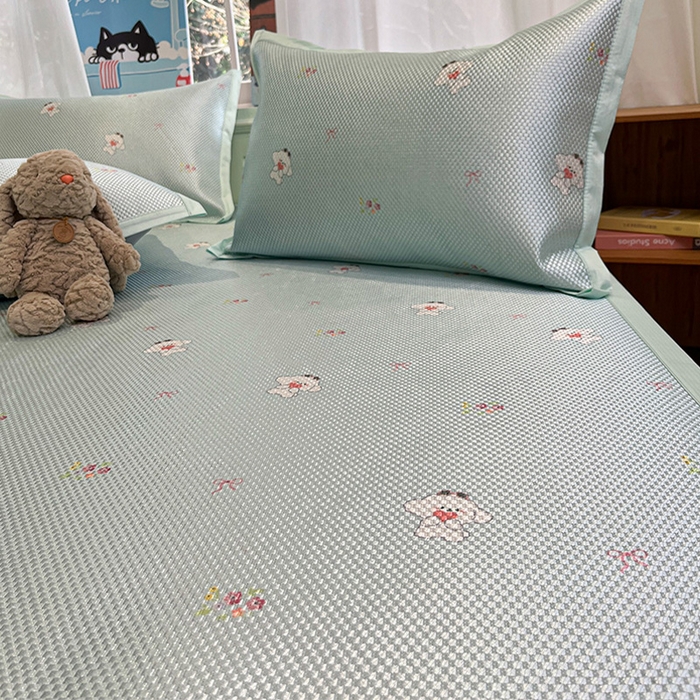 91家纺网 家纺一手货源 找家纺 布卢姆床垫2025新款A类数码印花冰藤席夏凉席--床席款 花花小白