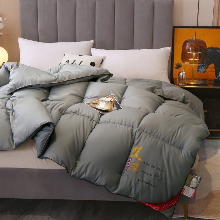91家纺网 家纺一手货源 找家纺 妙赞2025新款水洗真丝艾草艾绒羽丝棉被被子被芯 灰色