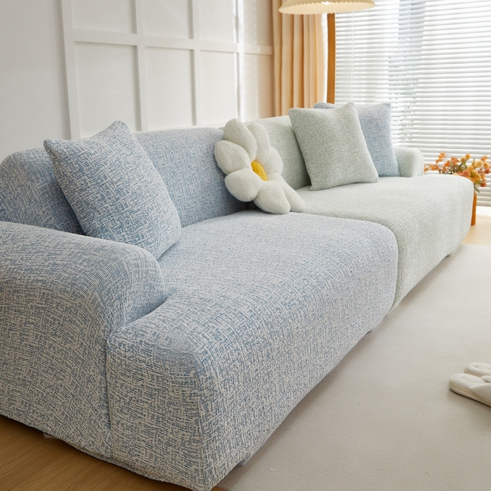 91家纺网 家纺一手货源 找家纺 （总）丝绮鹿 2025新款竹节雪尼尔沙发套松紧款（大三人图） 