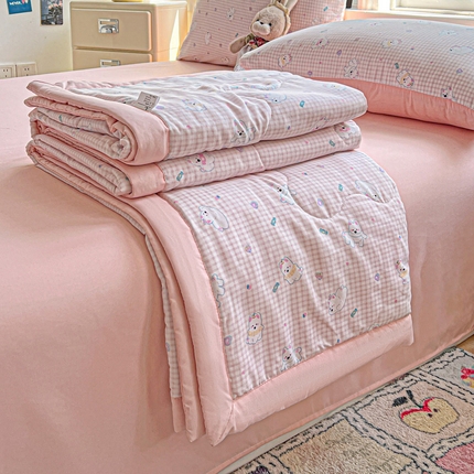 妖妖家纺 2025新款糯糯棉宽边夏被夏凉被空调被 狗狗幼稚园