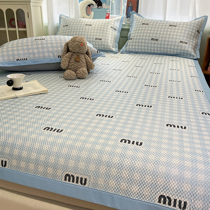 91家纺网 家纺一手货源 找家纺 布卢姆床垫2025新款A类数码印花冰藤席夏凉席--床席款 蓝miu