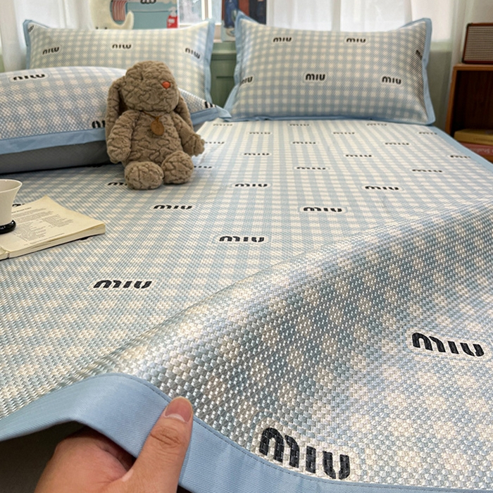 91家纺网 家纺一手货源 找家纺 布卢姆床垫2025新款A类数码印花冰藤席夏凉席--床席款 蓝miu