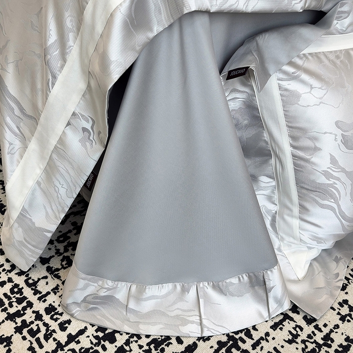 91家纺网 家纺一手货源 找家纺 2025新品床上用品高端A类100支天丝棉贡缎提花四件套全棉纯棉长绒棉夏季轻奢真丝全工艺 南溪-银衫灰