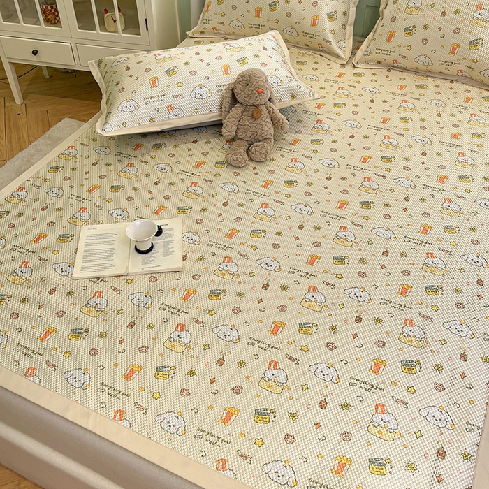 91家纺网 家纺一手货源 找家纺 布卢姆床垫2025新款A类数码印花冰藤席夏凉席--床席款 爆米花