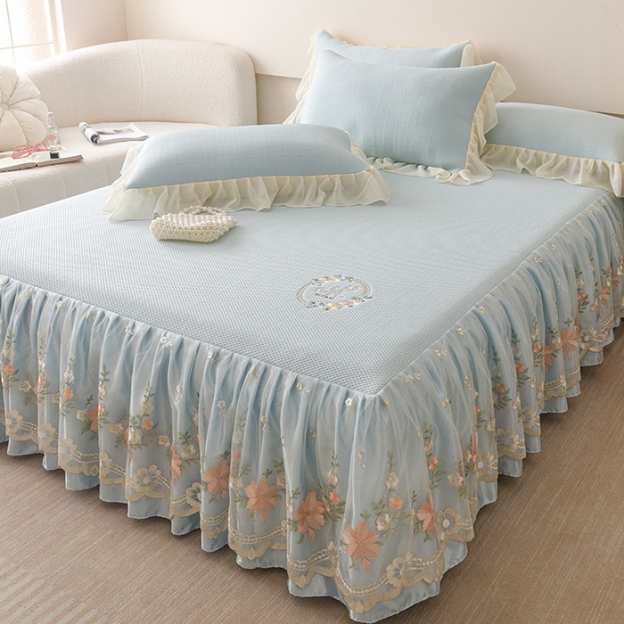 91家纺网 家纺一手货源 找家纺 好儿喜家纺  2025新款海洋丝凉感夏被四件套（此款控价所有尺寸（劵后）利润不得低于50元） 浅蓝 