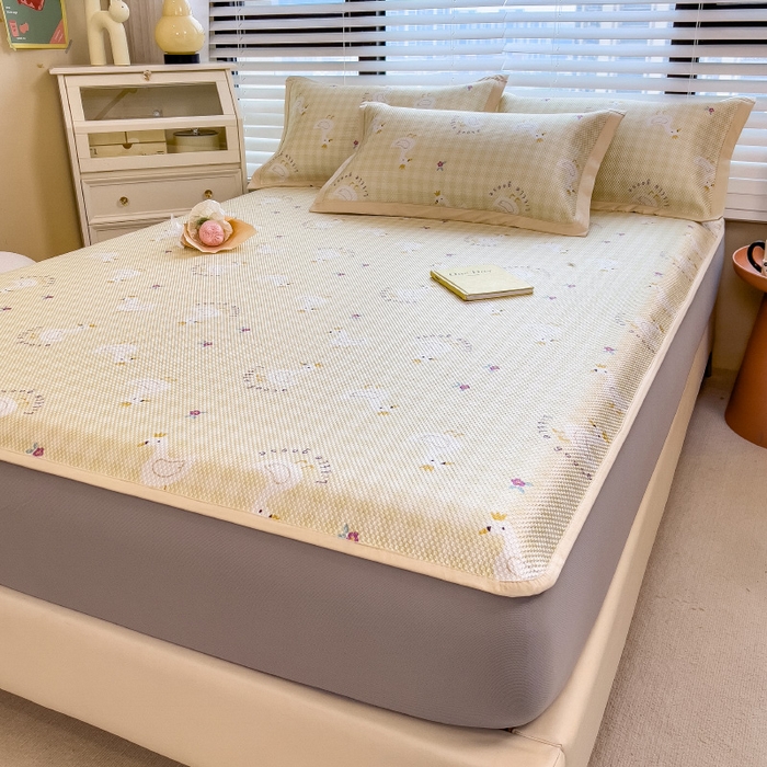 91家纺网 家纺一手货源 找家纺 （总）布卢姆床垫2025新款A类数码印花冰藤席夏凉席--床笠款