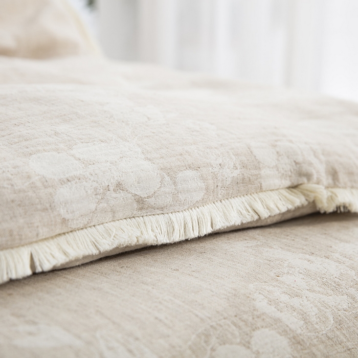 91家纺网 家纺一手货源 找家纺 鲁爱家纺供货 2025新款棉麻流苏款四件套 枫丹白露