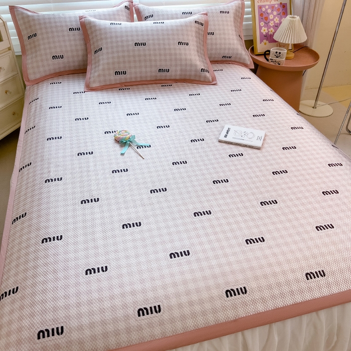 91家纺网 家纺一手货源 找家纺 布卢姆床垫2025新款A类数码印花冰藤席夏凉席--床席款 粉miu