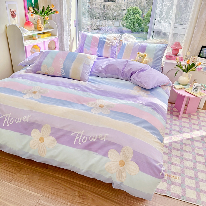 91家纺网 家纺一手货源 找家纺 琪格格 2025春夏新款全棉纯棉40S13372小清新四件套 苏珊花园