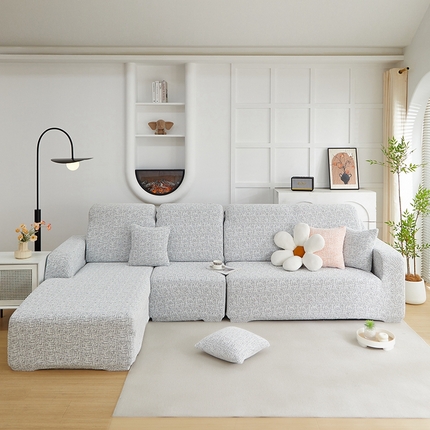 丝绮鹿 2025新款竹节雪尼尔沙发套松紧款（贵妃图） 深中灰