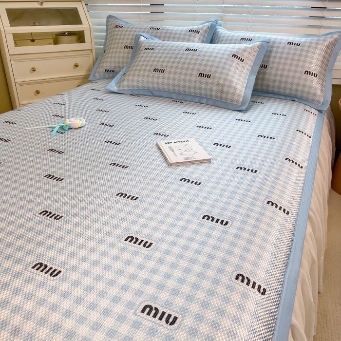 91家纺网 家纺一手货源 找家纺 布卢姆床垫2025新款A类数码印花冰藤席夏凉席--床席款 蓝miu