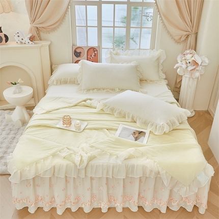 91家纺网 家纺一手货源 找家纺 （总）锦格2025年新款A类冰感凉豆豆床裙席夏被四件套