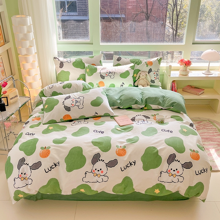 91家纺网 家纺一手货源 找家纺 琪格格 2025春夏新款全棉纯棉40S13372小清新四件套 快乐萌宠