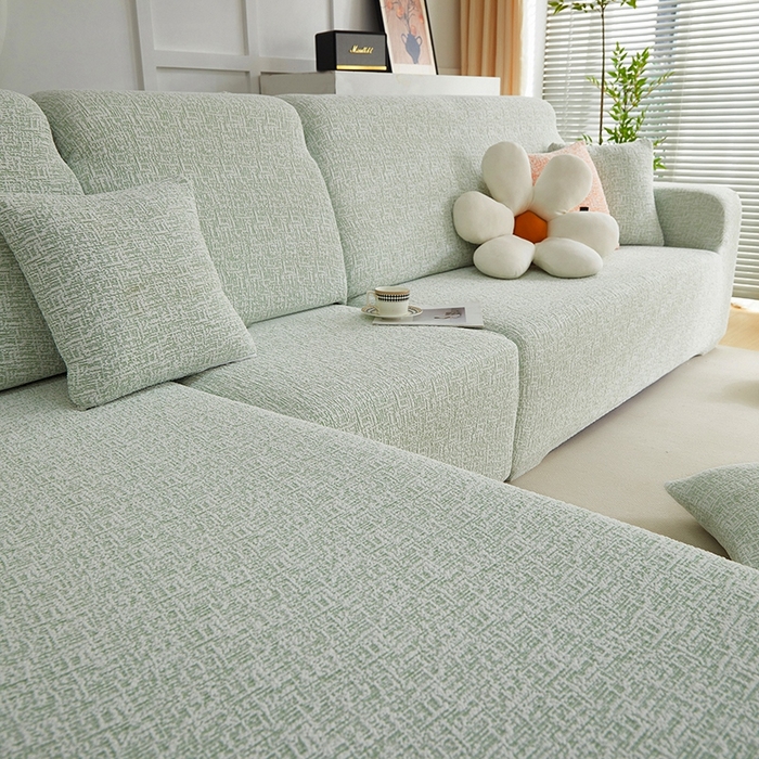 91家纺网 家纺一手货源 找家纺 （总）丝绮鹿 2025新款竹节雪尼尔沙发套松紧款（贵妃图）