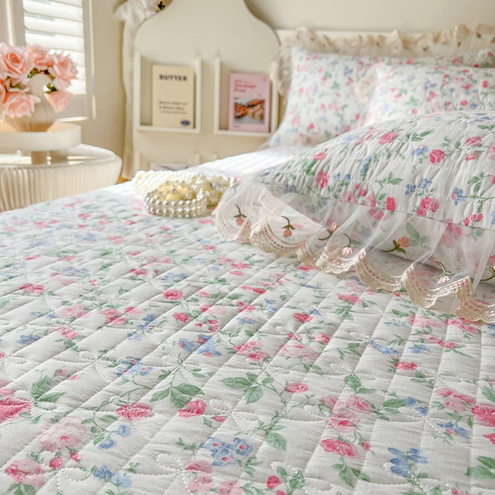 91家纺网 家纺一手货源 找家纺 麒豆豆 2025新款水洗棉印花床笠三件套 春不晚