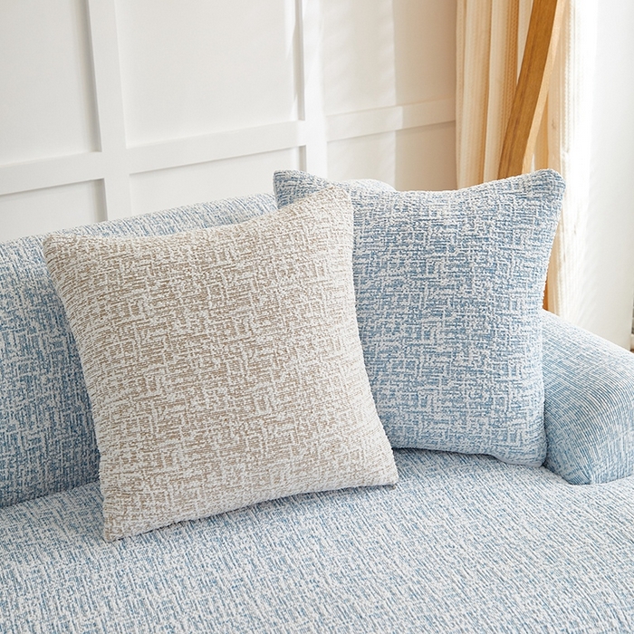 91家纺网 家纺一手货源 找家纺 丝绮鹿 2025新款竹节雪尼尔沙发套松紧款（大三人图）  迷雾蓝