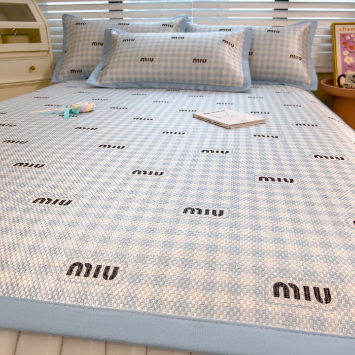 91家纺网 家纺一手货源 找家纺 布卢姆床垫2025新款A类数码印花冰藤席夏凉席--床席款 蓝miu