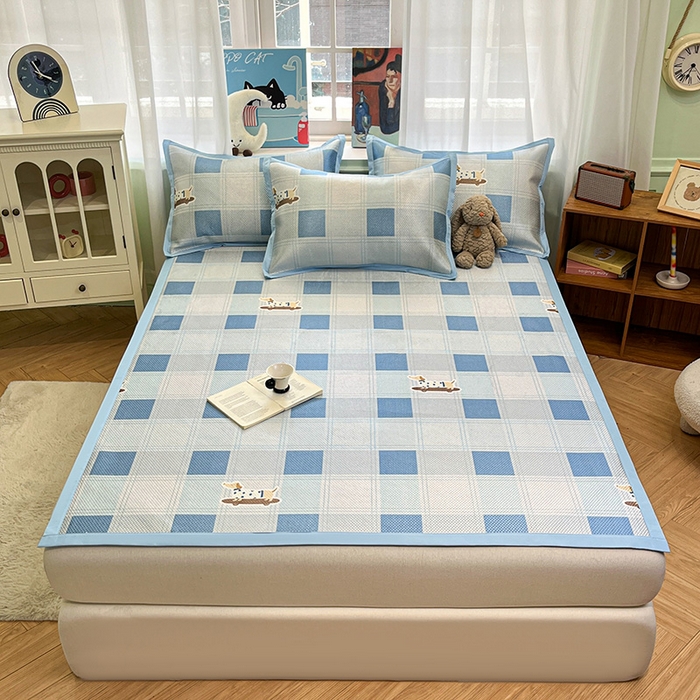 91家纺网 家纺一手货源 找家纺 布卢姆床垫2025新款A类数码印花冰藤席夏凉席--床席款 滑板腊肠狗