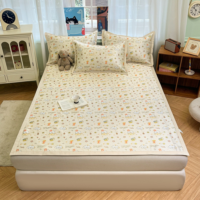 91家纺网 家纺一手货源 找家纺 布卢姆床垫2025新款A类数码印花冰藤席夏凉席--床席款 爆米花