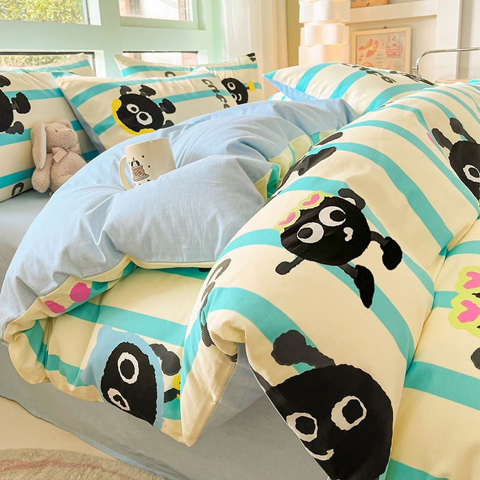 91家纺网 家纺一手货源 找家纺 琪格格 2025春夏新款全棉纯棉40S13372小清新四件套 奥利奥