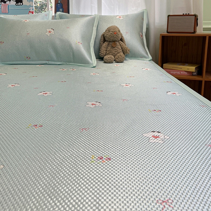 91家纺网 家纺一手货源 找家纺 布卢姆床垫2025新款A类数码印花冰藤席夏凉席--床席款 花花小白