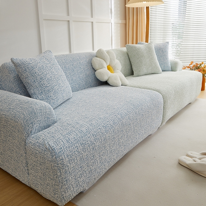 91家纺网 家纺一手货源 找家纺 （总）丝绮鹿 2025新款竹节雪尼尔沙发套松紧款（大三人图） 