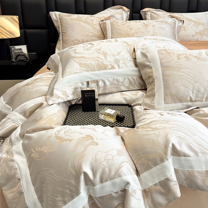 91家纺网 家纺一手货源 找家纺 2025新品床上用品高端A类100支天丝棉贡缎提花四件套全棉纯棉长绒棉夏季轻奢真丝全工艺 南溪-莉娅金