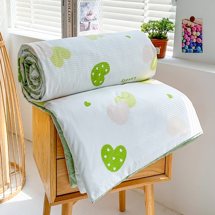 91家纺网 家纺一手货源 找家纺 梦莱情 2025新款泡泡棉提花夏被 好心情-绿