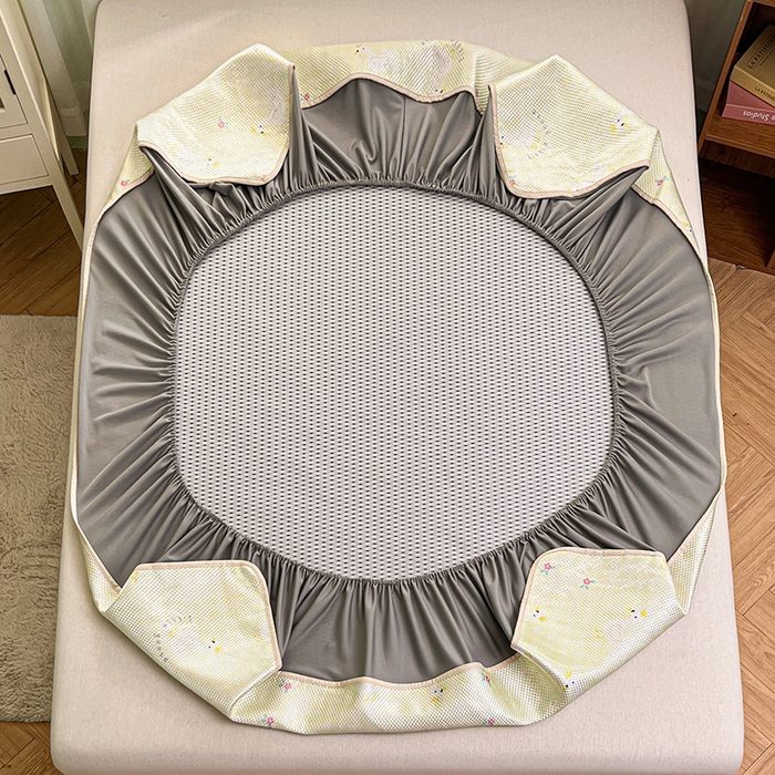 91家纺网 家纺一手货源 找家纺 布卢姆床垫2025新款A类数码印花冰藤席夏凉席--床笠款 皇冠鸭床笠