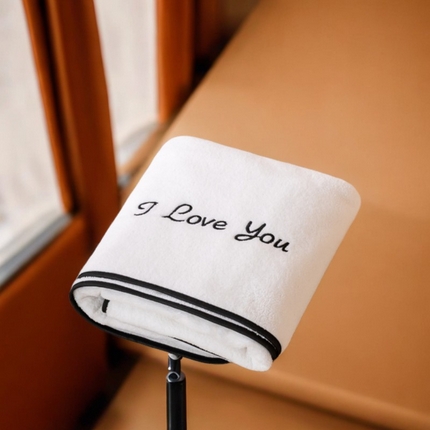 彩虹毛巾2025新款I Love you珊瑚绒毛巾浴巾套装网红情侣浴室加厚毛巾浴巾两件套 70*140cm浴巾一条-白色