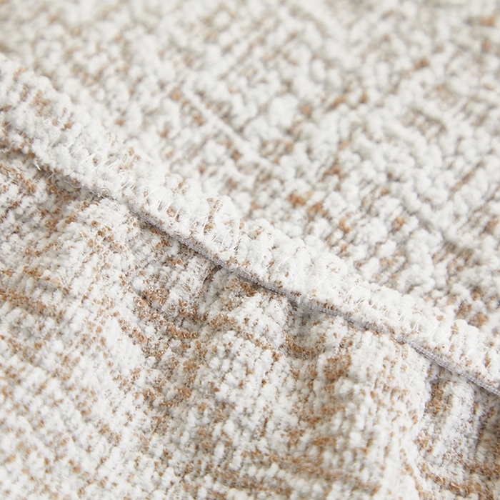 91家纺网 家纺一手货源 找家纺 丝绮鹿 2025新款竹节雪尼尔沙发套松紧款（大三人图）  温柔咖